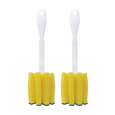 Glass & Jar Brush, w/ star shaped polyurethane foam sponge head - 2 PK