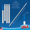 Four-piece aluminum handle with tool-free assembly, swivel hang hole, and four connecting sections