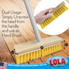 Scrub brush with removable handle converts from full-length to handheld use, 9 x 2.5 x 2-inch brush head