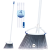 Lola Large Angle Broom with 14.25-inch wide head and 4-section snap-in steel handle for floor sweeping