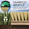 Tampico bristle scrub brush with natural fibers, eco-friendly badge, and medium-firm bristle rating