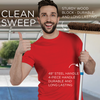 Non-scratch deck scrub scrubs through tough messes, showing woman mopping kitchen hardwood floor