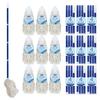Full 9-pack contents: nine Lola Cotton Deck Mop Refill heads, nine 4-section blue handles, and spare cotton mop head