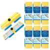 Squeezematic Butterfly Automatic Sponge Mop refills in yellow cellulose with blue scrubber pads, 6-pack replacement heads