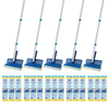 Lola Natural Cellulose Squeeze Sponge Mop 5-pack bulk set with blue butterfly wringer heads and cellulose refill boxes