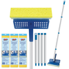 Lola Natural Cellulose Squeeze Sponge Mop with large yellow sponge head, blue butterfly wringer, 4-section aluminum handle and 3 refills