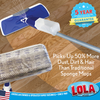 Lola Spritz n' Mop picks up 50% more dust, dirt and hair, with mop head, water bottle and microfiber pad
