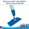 Microfiber spritz mop replacement cleaning pad being attached to mop frame for floor mopping