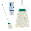 Lola Scuff Remover cotton wet mop with white cotton yarn head, green Scuff Brite pad, and 4-section aluminum handle