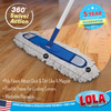 Lola Flexible Dust Mop head on hardwood floor, 19 x 8.25 in, 360° swivel, poly fibers, flexible frame, washable/reusable