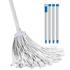 Lola 12 oz Cotton Deck Mop with white twisted cotton head, 4-section aluminum handle, blue end caps, assembled and disassembled