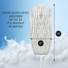Oversized sponge mop head absorbs up to 3x its weight in water, measuring 6 x 15 inches