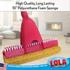 Flat mop head with 10 inch yellow polyurethane foam sponge pressed to floor, white bristle scrubbers on red frame; American owned since 1969