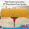 Roller mop refill sponge close-up showing cellulose sponge and scrubber strip construction