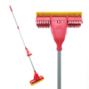 Lola Pro Amazin Sponge Scrubber Mop with gray telescoping handle, red head, yellow polyurethane foam roller and white poly bristle scrubbers