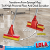 Lola Pro Amazin Mop converting from a sponge mop to an upright floor and deck scrubber with patented built-in scrubbers