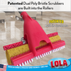 Close-up of the Lola Pro Amazin Mop head with yellow foam roller and two rows of patented poly bristle scrubbers
