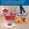 All-in-one mop with 360-degree swivel head, close-up spin wringer and spinning mop head, golden retriever puppy and blue microfiber slippers