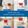 Lola Revolution Spin Mop with red bucket shown on Pergo, linoleum, hardwood, and tile floors