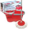 Lola Revolution Microfiber Spin Mop System: red spin bucket/wringer, stainless telescoping handle, white mop head/red disc, retail box