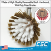 Renewable birch hardwood replacement head with poly fiber bristles on wire; bristle color may vary, CSC Clip Strip Corp. branding