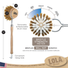 Lola dish brush infographic: medium non-scratch bristles for non-stick/coated cookware, 1.5 in deep, 3 in dia head, 10 in length