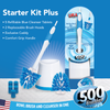 500 Brushes comparison chart showing built-in soap dispensing, no waste, reusable head versus competitors