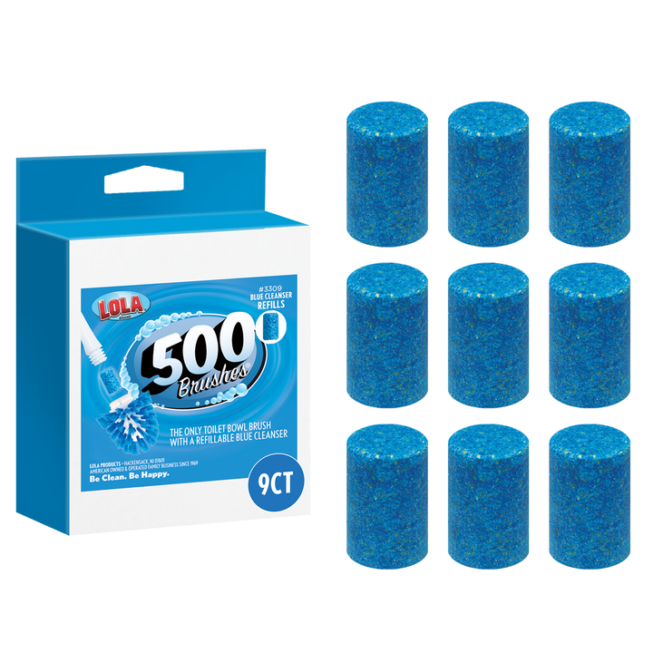 500 Brushes Blue Cleanser Refills alternate pack, the only toilet bowl brush with refillable blue cleanser