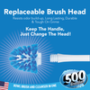 Reusable antimicrobial toilet brush head resists odor build-up, long-lasting, durable and tough on grime