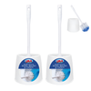 Lola Euro-Style Bowl Brush & Caddy No. 331 2-pack, white plastic toilet brushes with blue-white bristles, caddies and labels