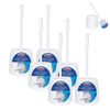 Lola Euro-Style Bowl Brush & Caddy No. 331 6-pack, white plastic toilet brushes with blue-white poly bristles and caddies with retail labels