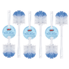 Lola Euro-Style Bowl Brush No. 332 6-pack, white plastic toilet bowl brush with blue and white poly fiber bristles, hang hole and retail tag