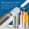 Lola Bottle Brush infographic for sports shakers and tumblers, removing protein shake and smoothie residue from deep stainless steel tumbler
