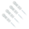Four Lola bottle brushes with white plastic handles and white twisted nylon bristle heads arranged diagonally