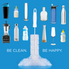 Bottle cleaning brush works on blenders, baby bottles, sports bottles, vases, and wine glasses, Be Clean Be Happy