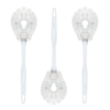 Lola toilet bowl brush 3-pack: three white-handled brushes with curved open-cup heads laid flat