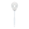 Lola toilet bowl brush: white plastic handle with open-cup curved poly fiber brush head viewed straight on