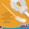 Lola toilet bowl brushes with durable poly fiber bristles for tough cleaning and ergonomic shaped handles, two shown