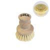 Lola Original Le Brush Tampico vegetable brush, round wooden knob handle, natural tampico bristles, close-up insert