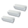 Lola double-sided white nail and hand scrub brushes with stiff nylon bristles on both sides, set of 3