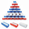 Lola Hand & Nail Brush assorted colors 144-pack, triangular display and 3 blue, red, white translucent brushes with white bristles