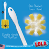 Star-shaped glass jar brush  foam head, 10.5 inch handle, 3.25 inch head, rust-free handle, family-owned since 1969