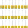Bulk case repeating grid of Lola glass jar brushes with white handles, yellow sponge heads and blue fiber scrubber tips, 72-pack