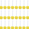 Bulk 144-pack case pattern of Lola Kitchen Sponge Puff Bottle Cleaners with white handles and yellow foam puff heads