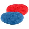 Lola Plastic Mesh Scourers 2-pack in red and blue, two round polypropylene knitted mesh scourers