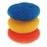 Plastic Mesh Scourer - 3 pack, each 3.75" x 1.25" - PACKED IN A NETTED BAG