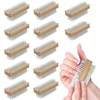 Lola Dual Purpose Hand & Nail Brush 12-pack, natural beechwood with white nylon bristles, grid layout and nail-scrubbing inset