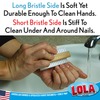 LOLA wood hand and nail brush showing the soft hand-cleaning side and stiff nail-cleaning side
