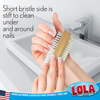 LOLA wood nail brush with short bristles cleaning beneath fingernails