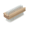Lola Dual Purpose Hand & Nail Brush, double-sided natural beechwood body with dense white nylon bristles on flat nail and rounded hand sides